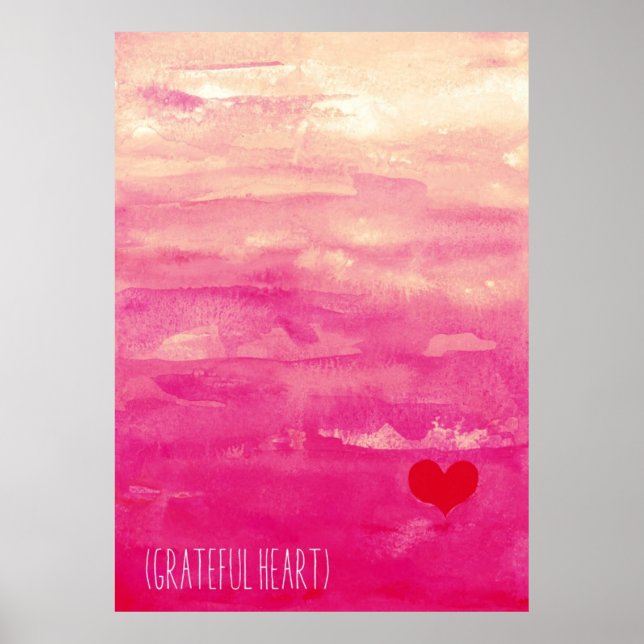 Póster poster de corazón agradecido (Frente)