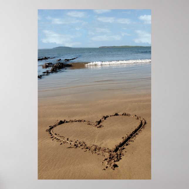Póster poster de corazón de amor de arena (Frente)