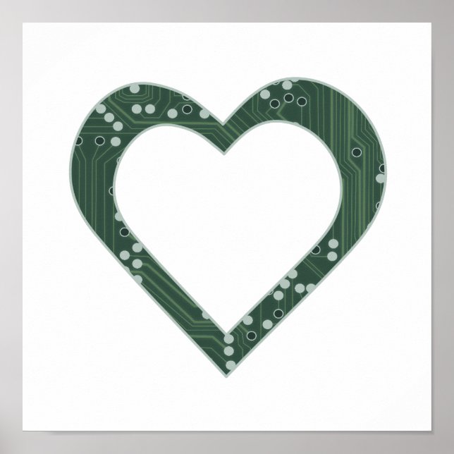 Póster Poster de corazón de patrón de placa de circuito (Frente)
