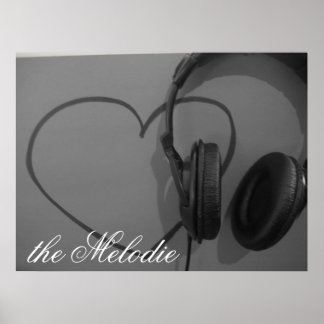 Póster Poster de corazón y audífonos