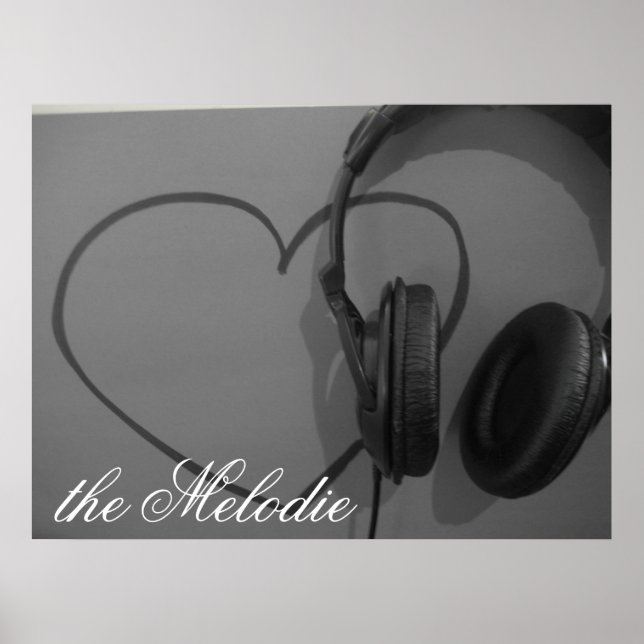 Póster Poster de corazón y audífonos (Frente)