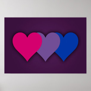 Póster Poster de corazones de orgullo de bisexuales