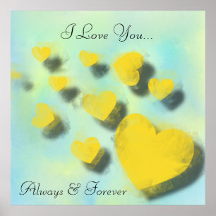 Póster Poster de corazones dispersos