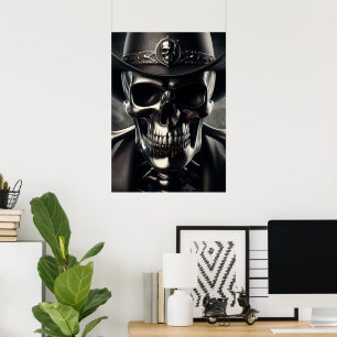 Póster Poster de Cowboy de cráneo metálico
