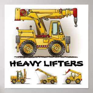 Póster Poster de Crane Truck de los elevadores pesados
