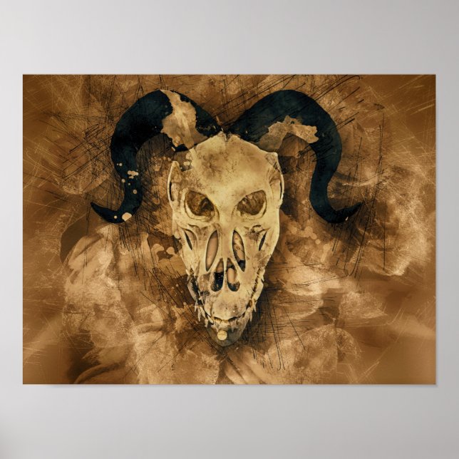 Póster poster de cráneo de demonio bocado (Frente)