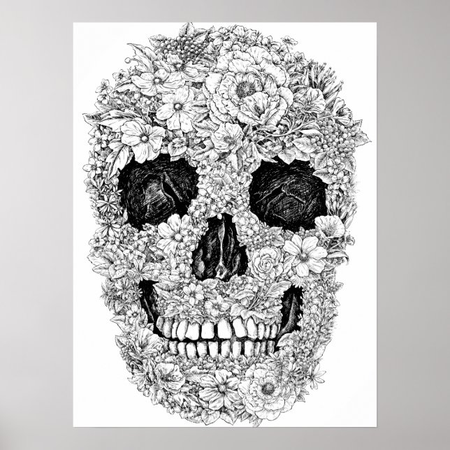 Póster Poster de cráneo de flor (Frente)