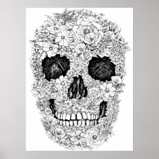 Póster Poster de cráneo de flor