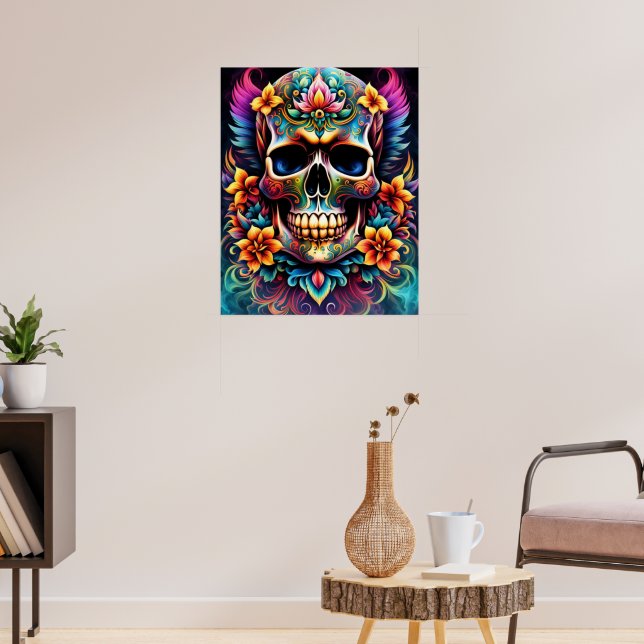 Póster Poster de cráneo de flor (Salón 3)