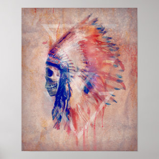 Póster Poster de cráneo nativo americano