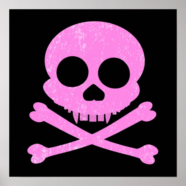 Póster Poster de cráneo rosado con problemas (Frente)