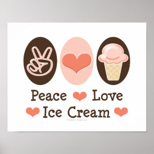Póster Poster de crema de hielo Peace Love