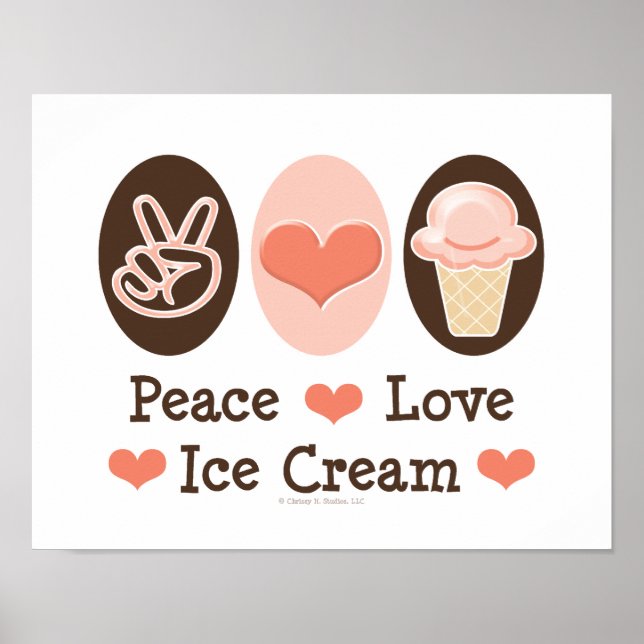 Póster Poster de crema de hielo Peace Love (Frente)