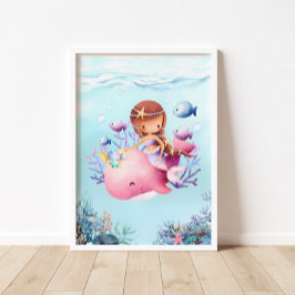 Póster Poster de crianza de ballenas rosadas de Sirena