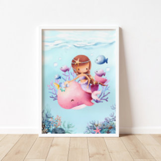 Póster Poster de crianza de ballenas rosadas de Sirena