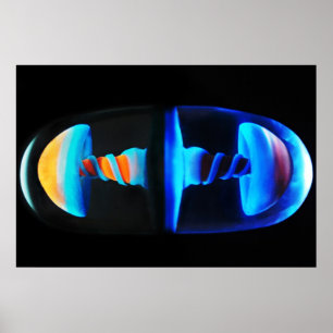 Póster Poster de cristal anaranjado y azul de la cápsula