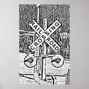Póster Poster de cruce ferroviario
