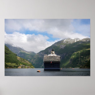 Póster Poster de crucero en Geirangerfjord