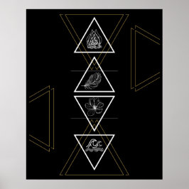 Póster Poster de cuatro elementos del incendio del aire d