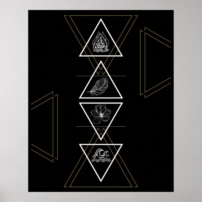 Póster Poster de cuatro elementos del incendio del aire d (Frente)