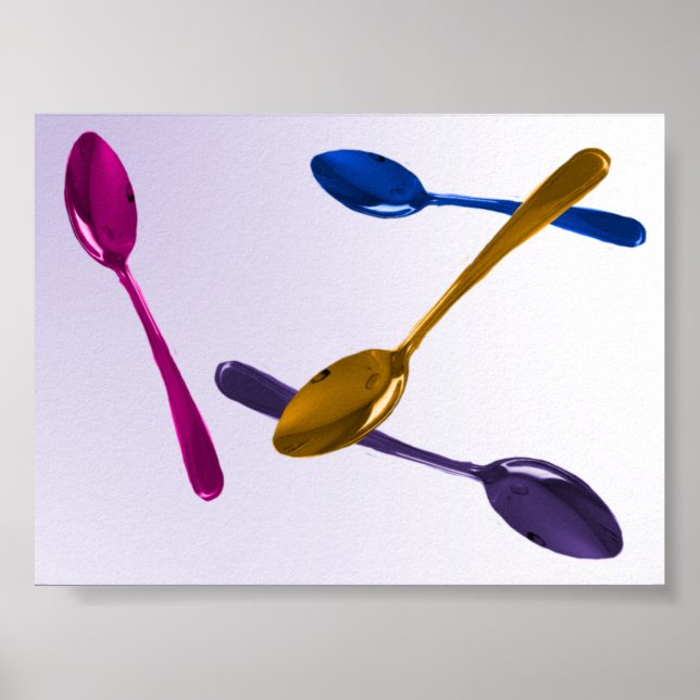 Póster Poster de Cucharas Coloridas Culinarias (Frente)
