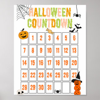 Póster Poster de cuenta regresiva de Cute Boho Halloween
