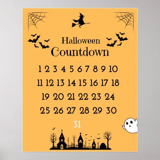 Póster Poster de cuenta regresiva de Halloween (Frente)