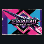 Póster Poster de Cultura Pop Rebelde Rebelde Starlight 80<br><div class="desc">Poster de la Cultura Pop de la Rebelión Estelar de los 80 para una película de ficción de ciencia ficción, con gradientes de neón, formas geométricas y una brillante nave espacial. Título audaz: Rebelión estrellada. Incluye aristas falsamente afligidas para el atractivo vintage". En MotherEagle Inspires, mezclamos el desgarrador poder de...</div>