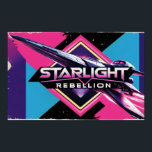 Póster Poster de Cultura Pop Rebelde Rebelde Starlight 80<br><div class="desc">Poster de la Cultura Pop de la Rebelión Estelar de los 80 para una película de ficción de ciencia ficción, con gradientes de neón, formas geométricas y una brillante nave espacial. Título audaz: Rebelión estrellada. Incluye aristas falsamente afligidas para el atractivo vintage". En MotherEagle Inspires, mezclamos el desgarrador poder de...</div>