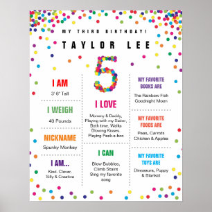 Póster Poster de cumpleaños 5 Rainbow Confetti