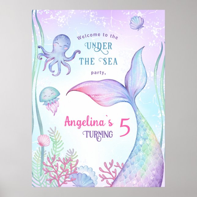 Póster Poster de cumpleaños con temática náutica. (Frente)