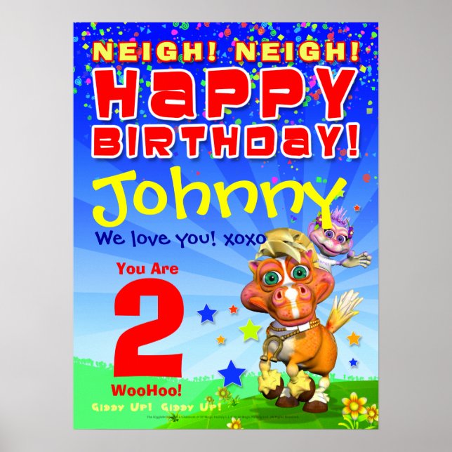 Póster poster de cumpleaños de 18x24" GiggleBellies Bucky (Frente)