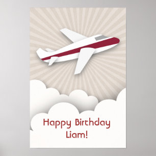 Póster Poster de Cumpleaños de Avión Rojo