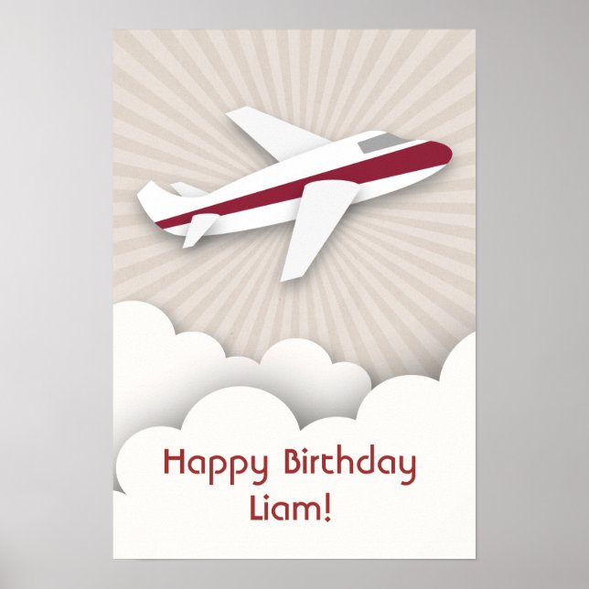 Póster Poster de Cumpleaños de Avión Rojo (Frente)