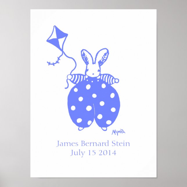 Póster Poster de cumpleaños de Boy Bunny (Frente)