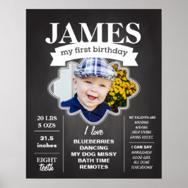 Póster Poster de cumpleaños de Chalkboard con foto