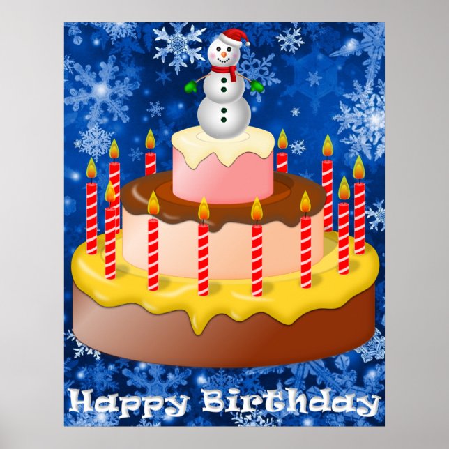 Póster Poster de cumpleaños de diciembre (Frente)