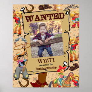 Póster Poster de cumpleaños de foto de niño Cowboy Buckar