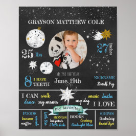 Póster Poster de cumpleaños de Luna y Estrellas Personali