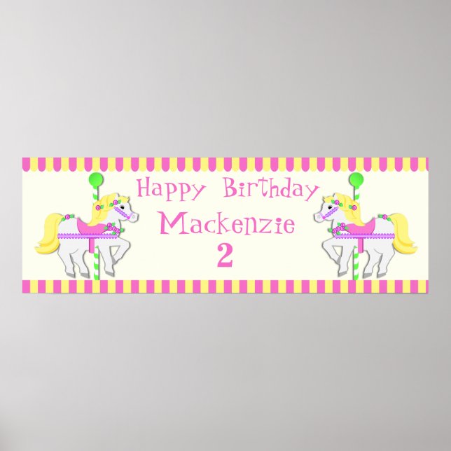 Póster Poster de cumpleaños de Ponies pintado (Frente)