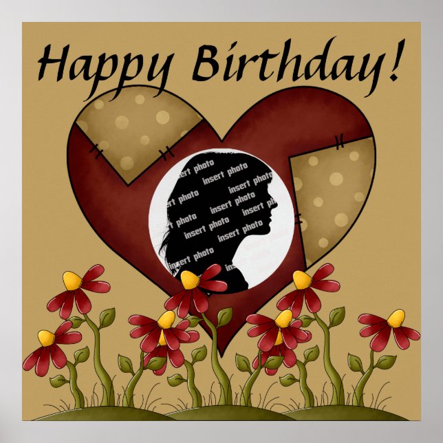 Póster Poster de Cumpleaños del Corazón Personalizado (Frente)