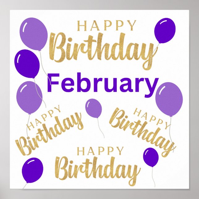 Póster Poster de cumpleaños feliz de febrero (Frente)