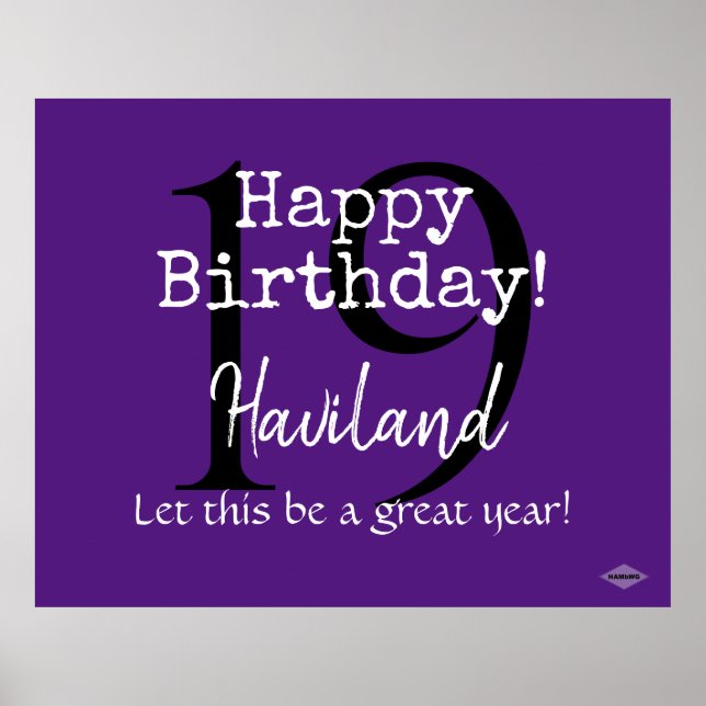 Póster Poster de cumpleaños feliz personalizable HAMbyWG (Frente)