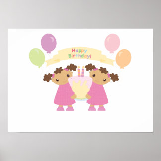 Póster Poster de cumpleaños gemelo afroamericano