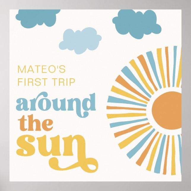 Póster Poster de cumpleaños Sun digital o impreso (Frente)