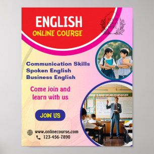 PÓSTER POSTER DE CURSO EN LÍNEA EN INGLÉS