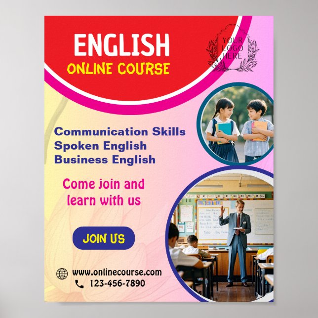 PÓSTER POSTER DE CURSO EN LÍNEA EN INGLÉS (Frente)