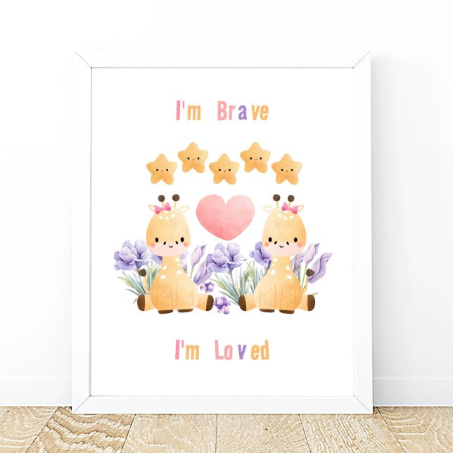 Póster Poster de Cute Baby Giraffe | Soy valiente - Soy q (Subido por el creador)