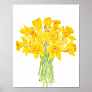 Póster poster de daffodils bouquet acuarela