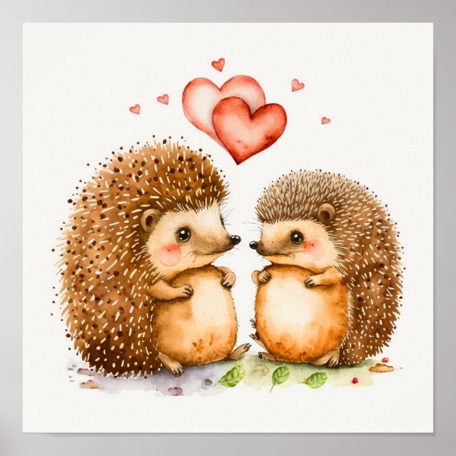 Póster Poster de Dale y Peggy Valentine Hedgehogs Imprimi (Frente)